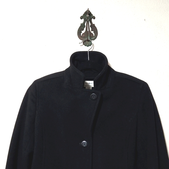 L. L. Bean Classic Lambswool Polo Coat 3/4 Length Black Size 12 LIKE NEW! - Picture 4 of 14